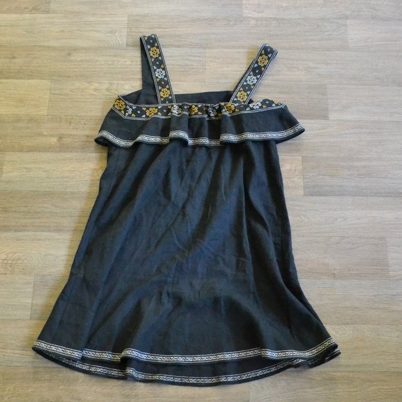 Madewell Black Embroidered Linen Tier Dress Size Extra Small - Picture 10 of 10